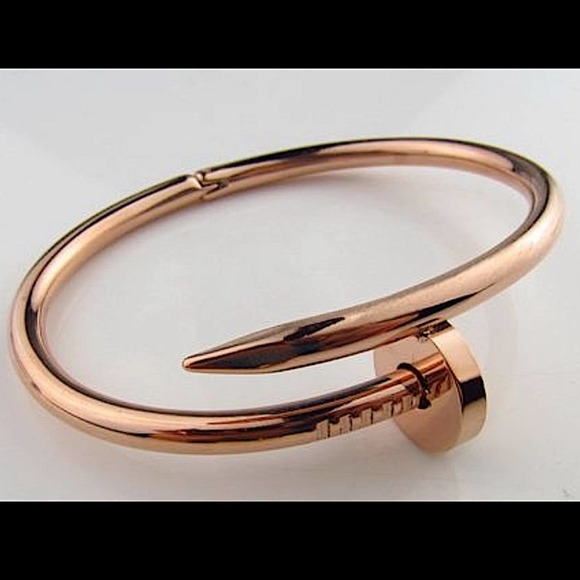 Rose Gold Nail Screw Bangle Bracelet - Picture 8 of 14